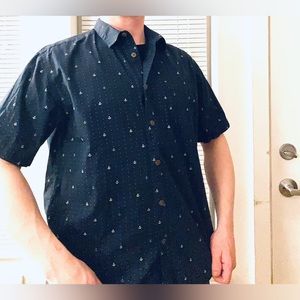 Havanera Blue Anchor Button Up Short Sleeve